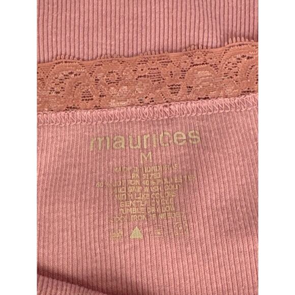 Maurices Y2K Lace Detail Babydoll Pink Ribbed Womens Tank Top MED Fairy Grunge - Picture 11 of 11